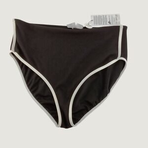 CALIA Tipped HR Bikini Bottom Womens XXL Pure Black WSA15409C High Rise Ribbed